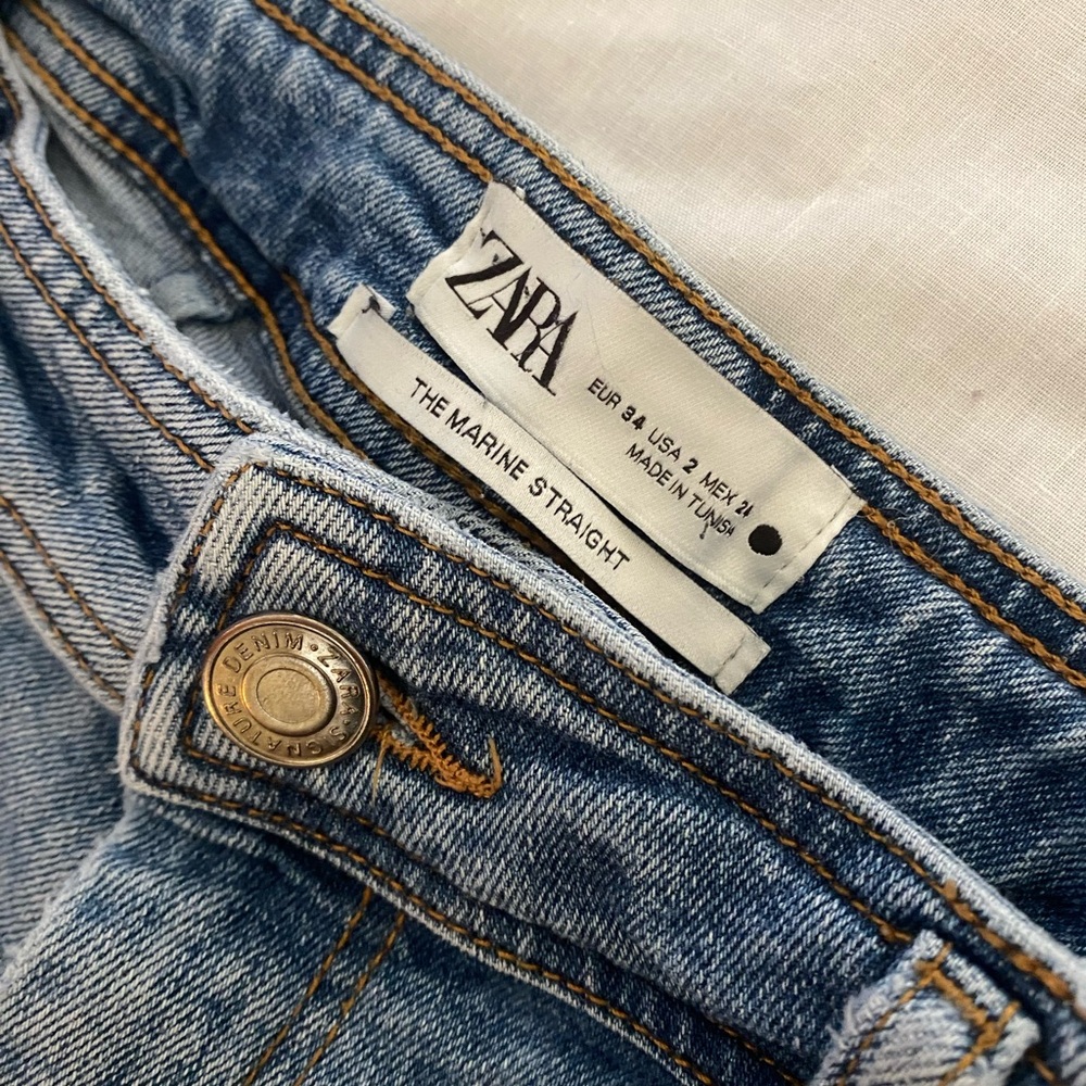 High-waisted Zara Marine Straight Denim Jeans size 2/0